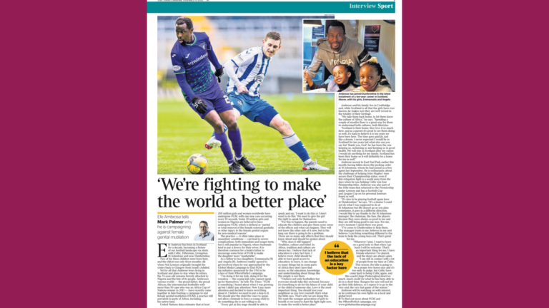 Read more about the article Efe Ambrose Interview in The Times National Newspaper about the #BornPerfect campaign to End FGM 